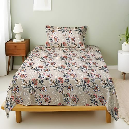 Image of Weave & Decor Cotton Bedsheet for Single Bed 90x60 Inches Soft and Breathable, Includes 1 Pillow Cover 20x30 Inches