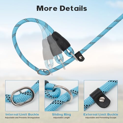 Dog Leash 6 FT with Comfortable Padded Handle, Training Loop Leash with Highly Reflective Threading for Medium Dogs, Blue - Image 4