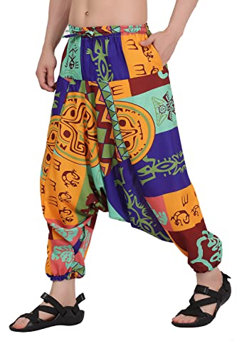 Image of Whitewhale Men's Cotton Solid Harem Pants Yoga Trousers Hippie Pant