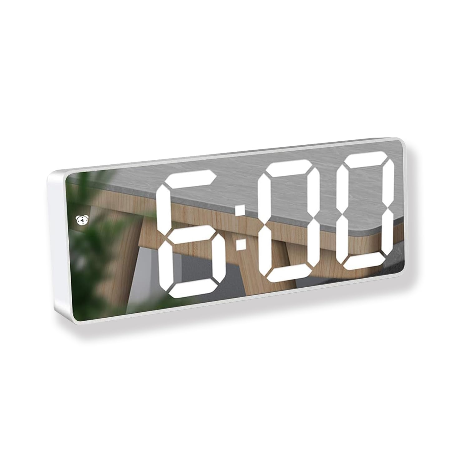 BSWLDigital Alarm Clock,Mirror Alarm Clocks Bedside 3" LED Display with Light Sensing Dimming Mode Alarm Clocks for Heavy Sleepers Non Ticking USB/Battery Powered for Bedroom, Office, Snooze