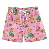 Boccsty Christmas Gingerbread Cookie Boys Swim Trunks Summer Big Kids Beach Board Shorts Swimsuit Swimwear S
