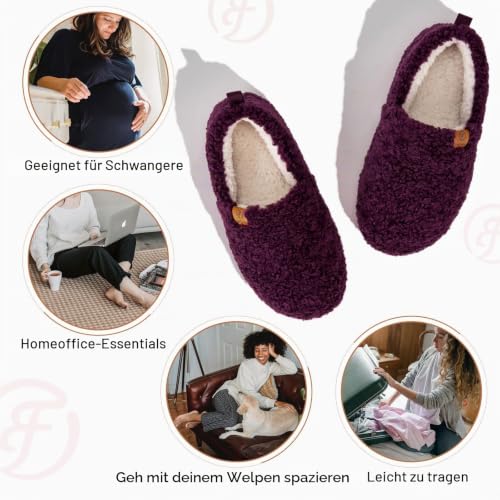 EverFoams Damen geschlossene Hausschuhe MemorySchaum, Dark Purple, 38-39 EU – Ansicht 6