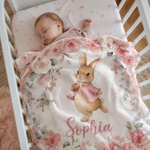 Image of Personalized Baby Blanket for Girls, Custom Nursery Blanket with Name, 30 x 40 Inch Soft Minky Blanket for Baby Toddlers, Newborn Print 10