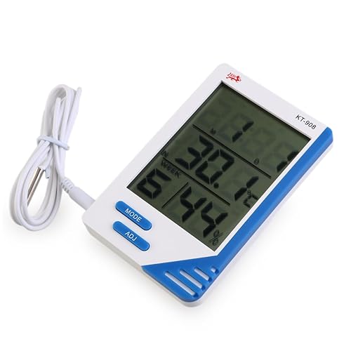 Miniatura 9 de Yardwe - Puede mostrar higrómetro de temperatura Medidor de humedad Color principalmente blanco. para fácil de leer. Hidrómetro para pantalla LCD de