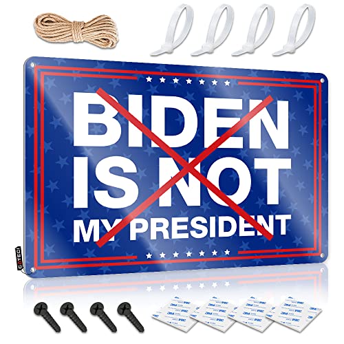 SWFG Plaque humoristique en métal avec inscription « Biden is Not My President » pour décoration de chambre de garçon (30 x 40 cm)