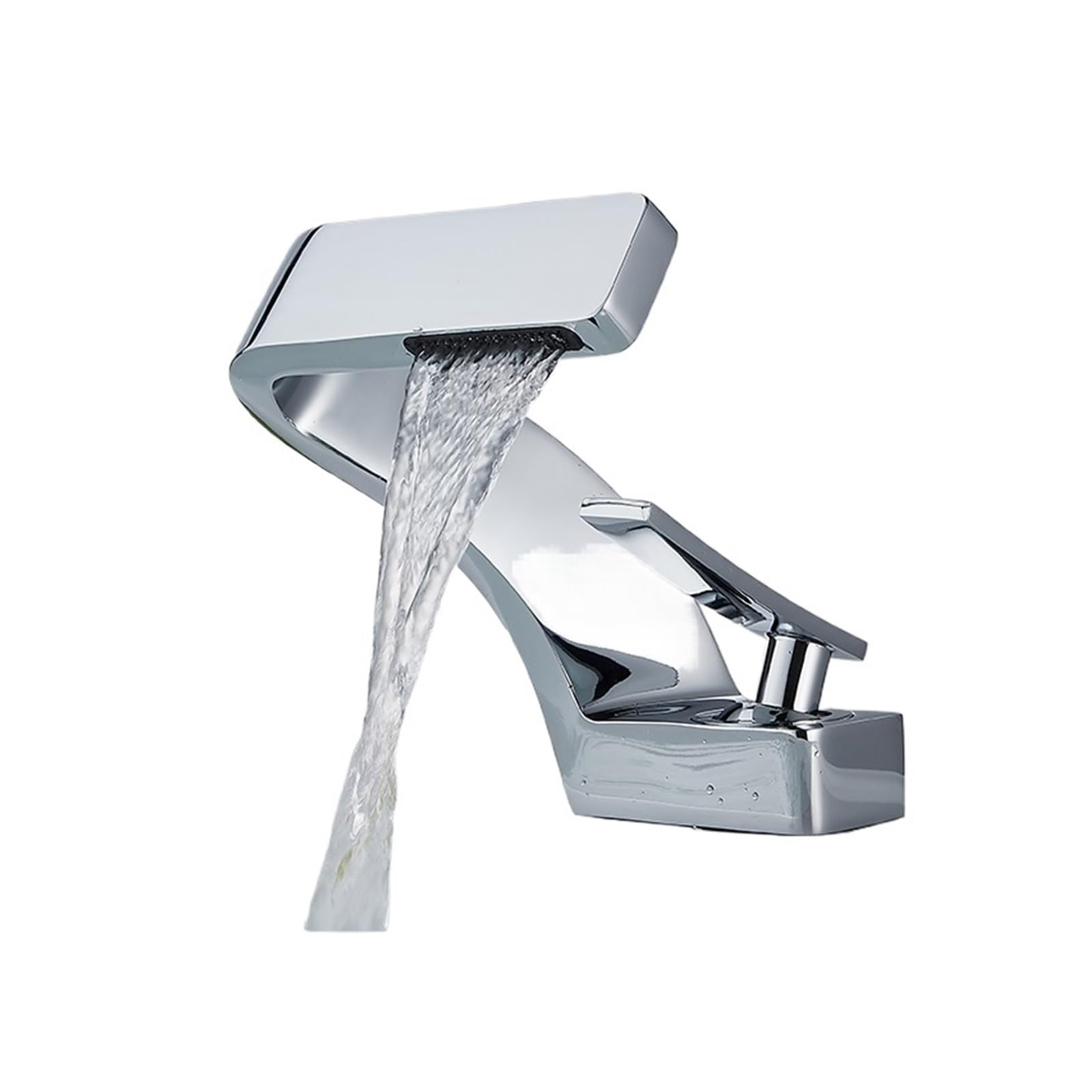 Gqnblvhzupdm Chrome Kitchen Faucets, White Basin Faucet, Deck Mounted Waterfall Bathroom Sink Mixer Tap, Single Handle Hot Cold Water(Chrome)