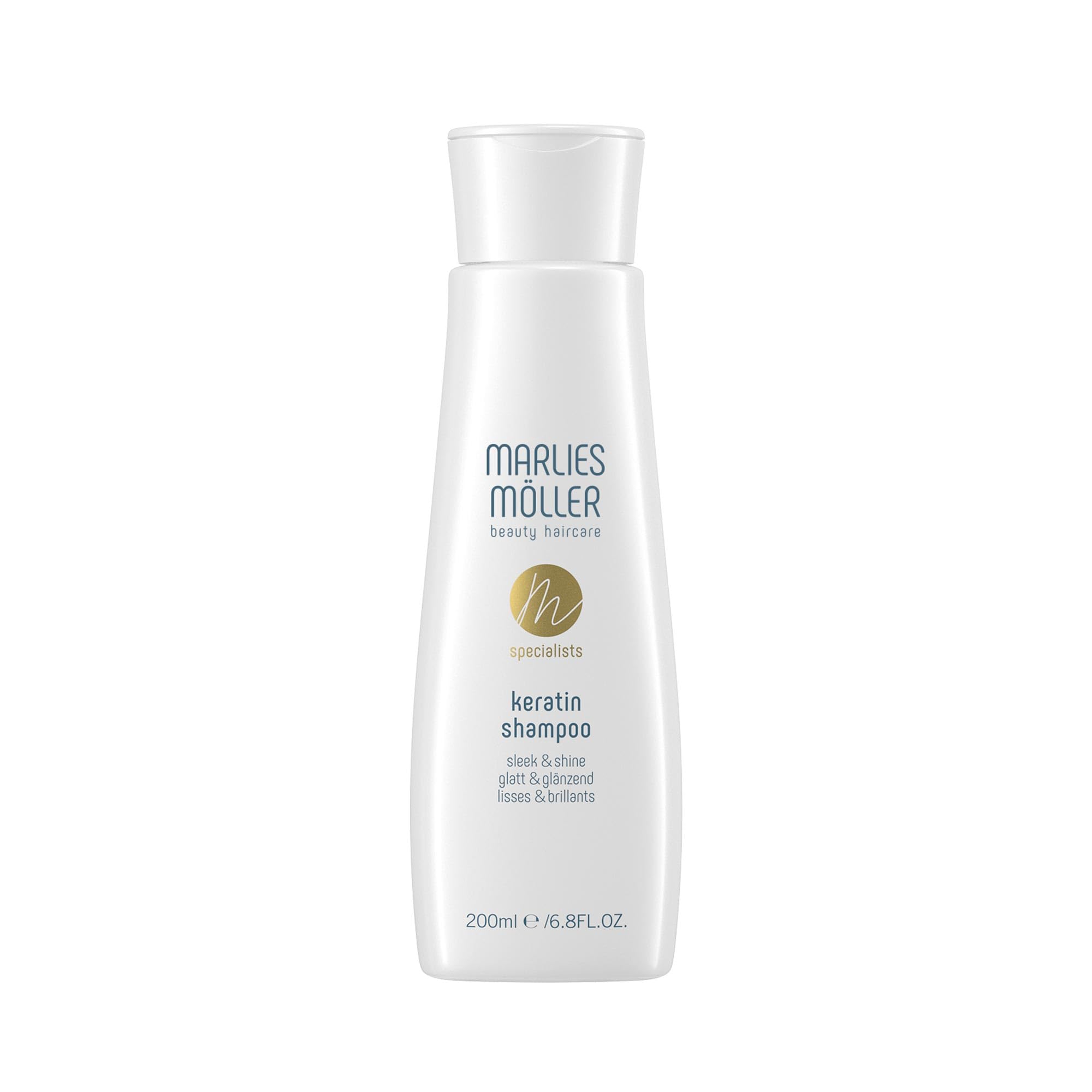 Marlies Möller Specialists Keratin sleek&shine Champú 200 ml - Champú con queratina para el cabello - Para más brillo y suavidad - Con efecto antiencrespamiento - Para todo tipo de cabellos