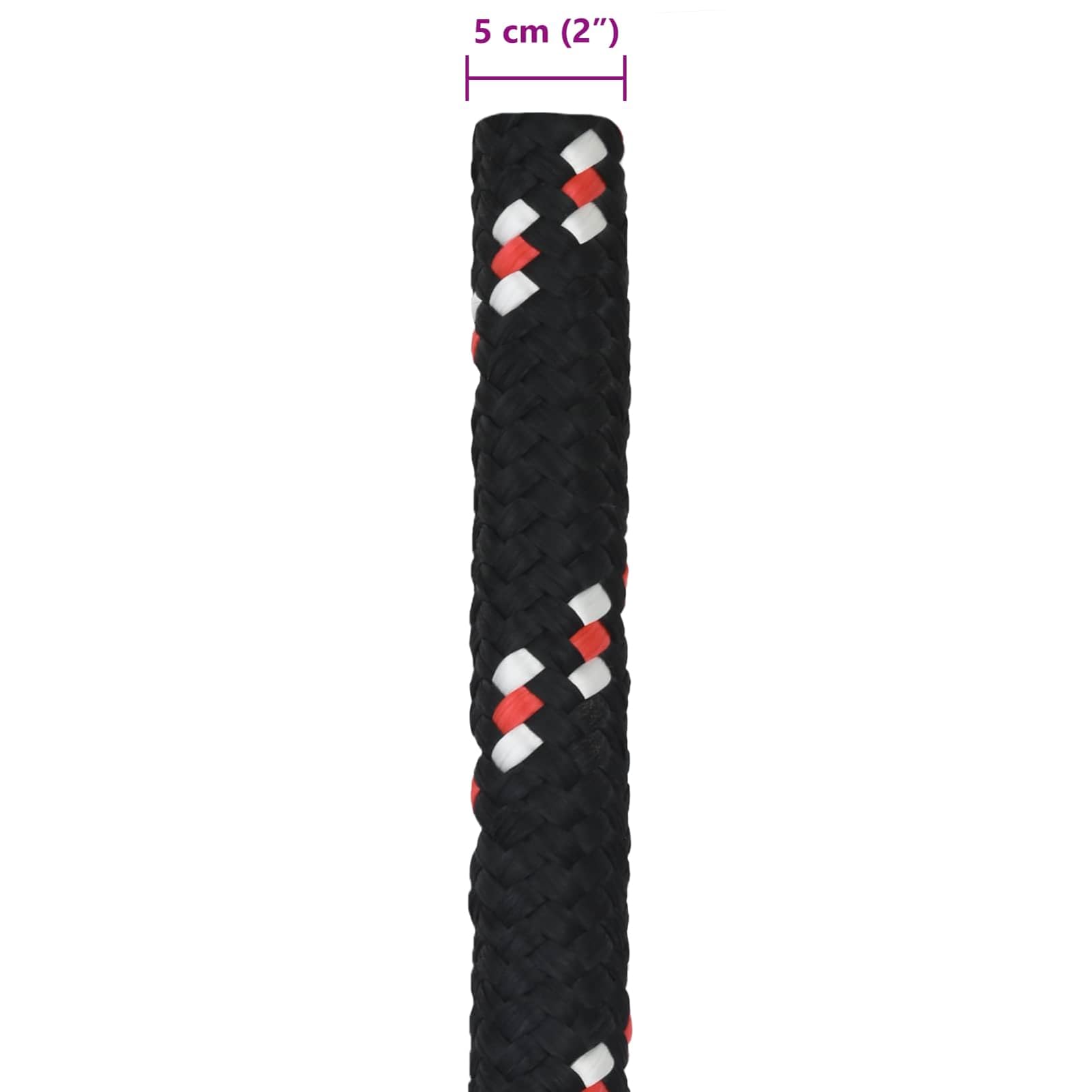 Bootsseil PP 10 m × 5 cm schwarz-rot, wasserfest, UV-beständig | Polypropylen-Material, schwimmfähig, wetterfest, für Boot, Camping & Ladungssicherung