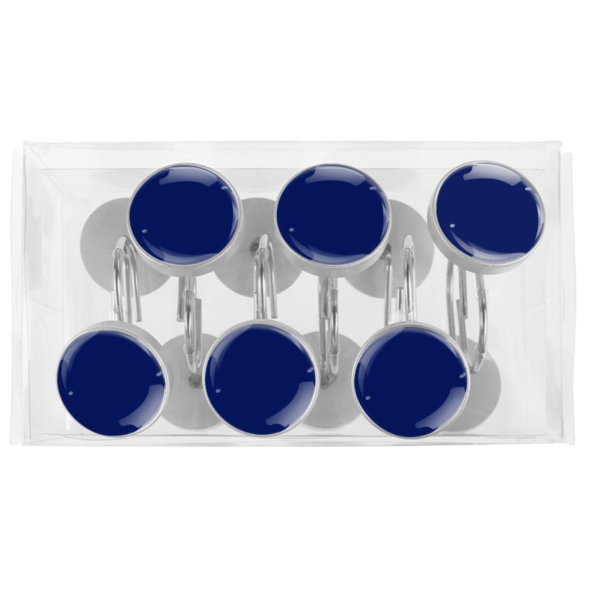 Lot de 12 crochets décoratifs pour rideau de douche - Bleu marine - Couleur unie