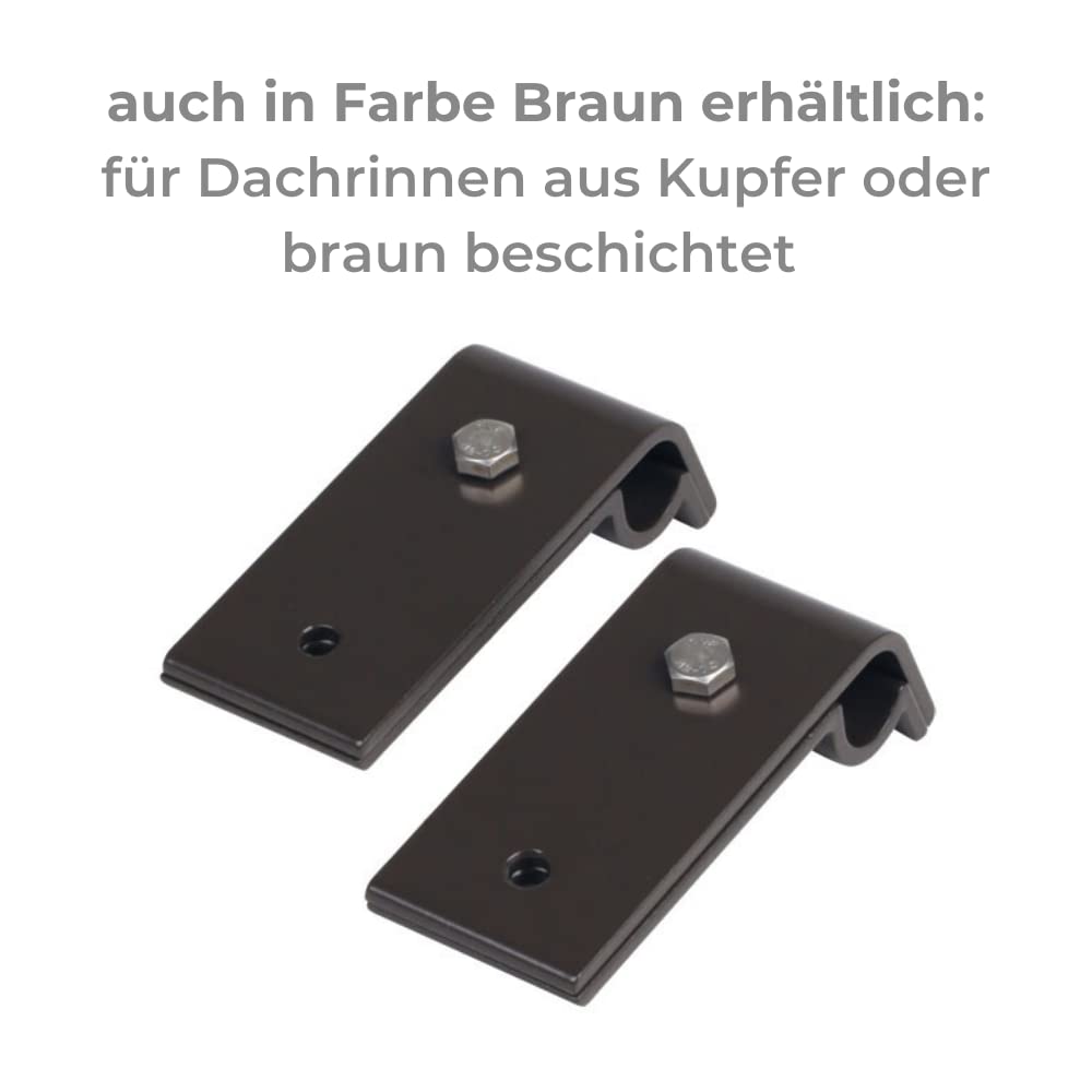 Dachrinnenhalter für Anlegeleiter, grau, 2 teiliges Klemmenset aus Aluminium für alle halbrunden und kastenförmigen Rinnen von Ø 16-22mm 6438-grau