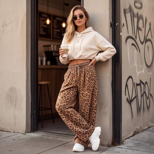 Baggy Leopard Sweatpants Cheetah Print Barrel Wide Leg Pants with Pockets - image 6