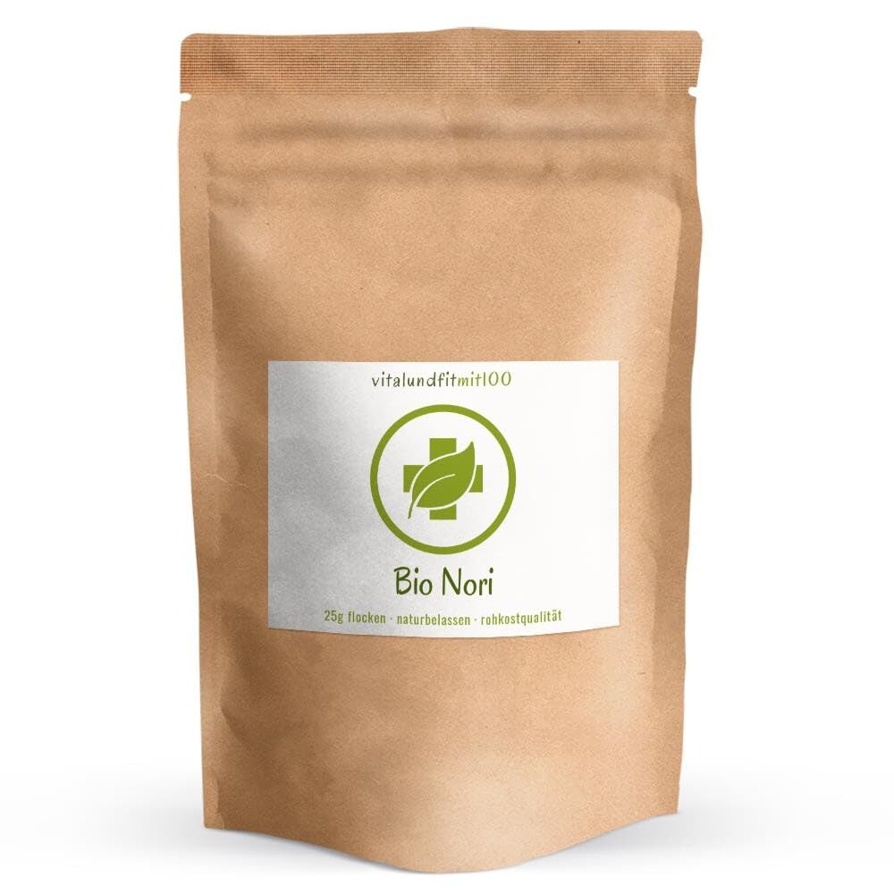 Bio Nori Flocken - 25 g - getrocknete Algen-Flocken - Algenflakes - Meeresgewürz - von der Atlantikküste Argentiniens - Rotalge, Rote Meeresalgen - in Rohkostqualität - glutenfrei - OHNE Zusatzstoffe