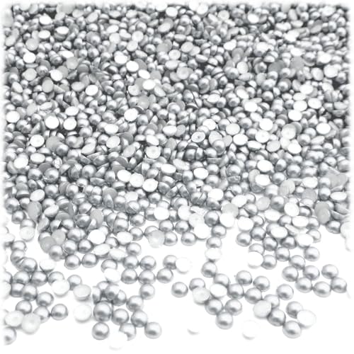 The Crafts Outlet 1,440pc Pearl Finish Half Dome Beads, Round, 3mm, White Silver