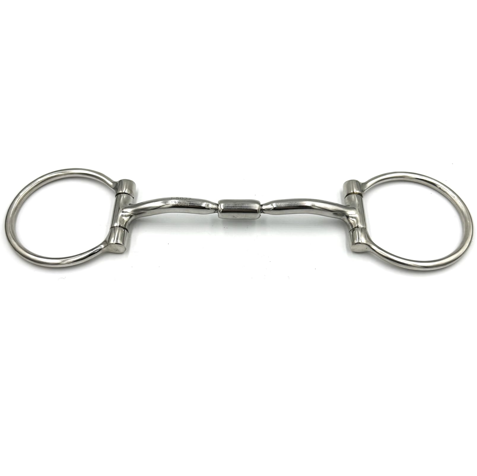 ES0261 JW Gebiss Westerngebiss D-Ring D-Trense Doppelt Gebrochen mit Roller aus Edelstahl Gebissstärke 10 mm (13.5 cm)