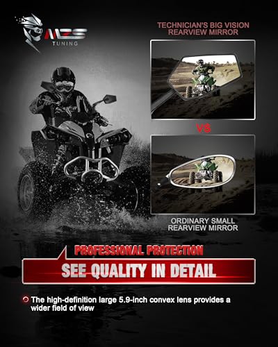 Image of MZS Motorcycle Mirrors for Handlebars, Anti-impact Foldable ATV Mirrors with CNC Mount, Universal 10mm 8mm Motorbike Rear View Side Mirror Black Compatible with Street Dirt Electric Adventure Bike