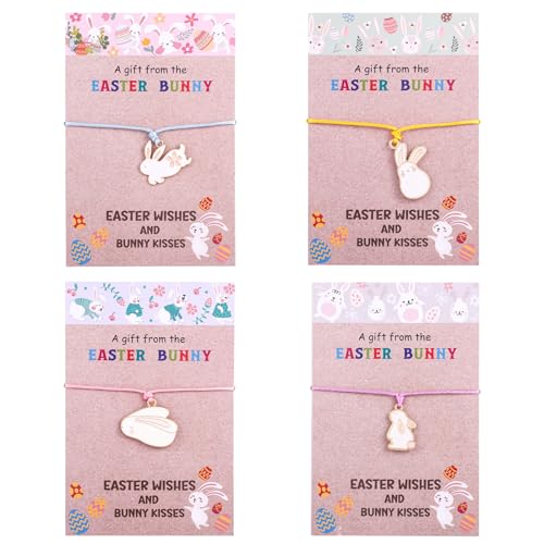 Pulseras de Conejo de Pascua regalos para niñas con tarjetas de felicitación