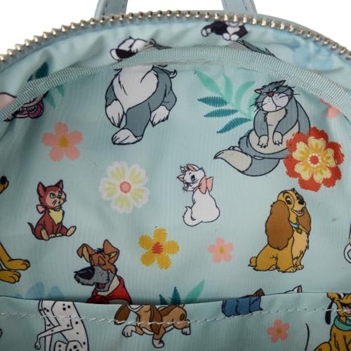 Image of Loungefly Disney Dogs & Cats Faux Denim Fringe Mini Backpack