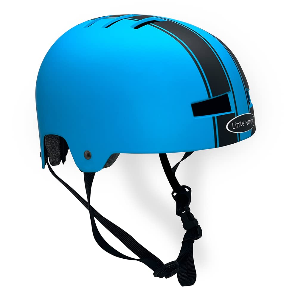 Little Nation Kids Bike Helmet – Safe & Adjustable Helmet for Bicycle, Scooter, and Roller Skates, Lightweight Design for Toddlers & Children (Black & Blue Stripe)