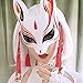 YangYong Little Bunny Kitsune Mask, Traditional Japanese Cosplay Rabbit Fox Kabuki Mask Kimono Costume Accessories Room Decor