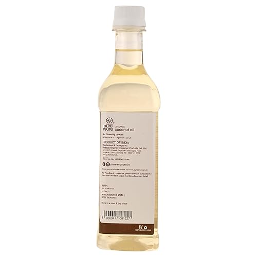 Miniatura 2 de Pure & Sure Aceite de coco orgánico para cocinar  Cocina saludable, bajo en colesterol, apto para veganos, sin conservantes, aceite de cocina sin