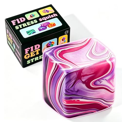 Großer Fidget Toys Squishy Stress Würfel - Riesiger Eiswürfel Sensorik Stressball für Kinder & Erwachsene Anti Stress Spielzeug Sensory Ball for Kids with Autism Squishy Fidget Toys (Purple 1)