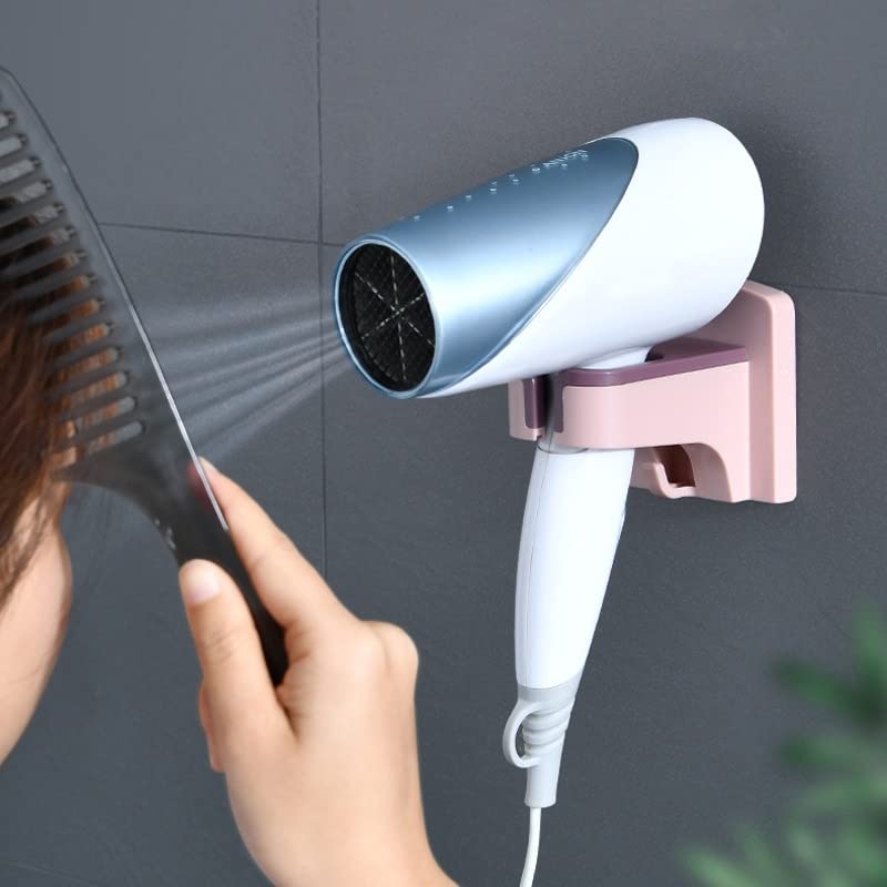 Fixation murale sèche-cheveux bleu - Libérez votre lavabo avec ce support mural pratique
