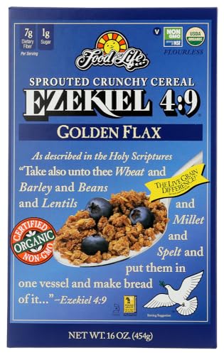 Food For Life Ezekiel 4:9 Organic Sprouted Grain Cereal, Golden Flax, 16-Ounce Boxes (Pack of 6)