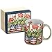 LANG - 14 oz. Ceramic Coffee Mug - "Patriotic Flowers", Art by Susan Winget - Geraniums, American Flag