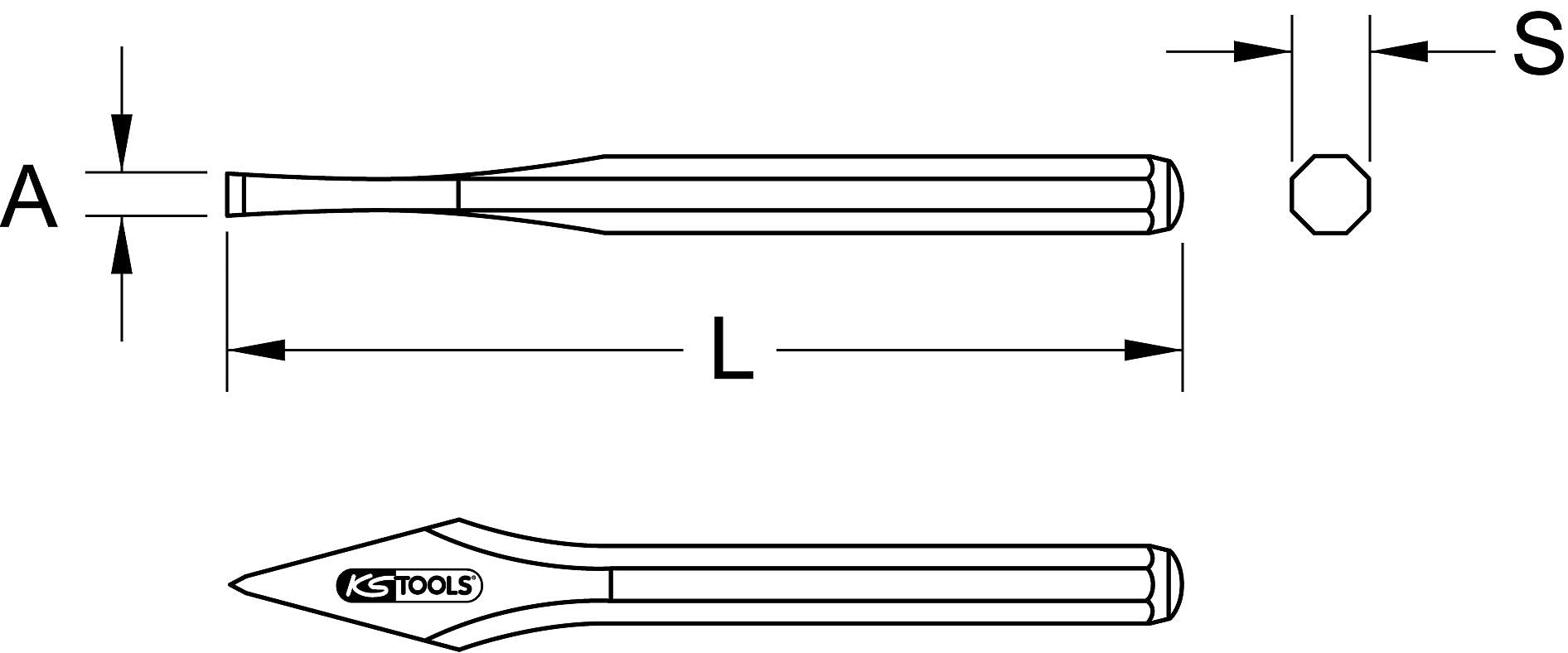 KS Tools 156.0161 Scalpello ad unghietta piatta,5mm