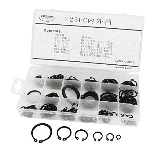 225 Pcs Internal External Circlip Snap Ring Assortment Set