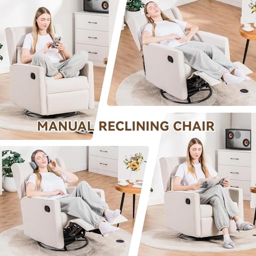 Image of COMHOMA Rocking Recliner Chair Swivel Glider Beige