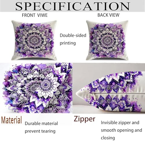 Housse coussin 70x70cm velours violet imperméable lot de 2 - 5