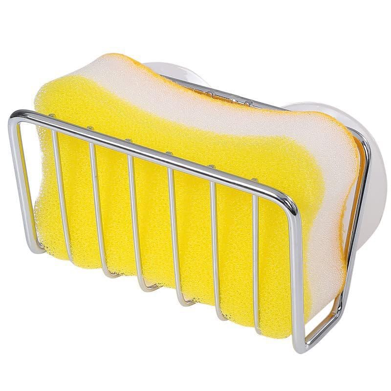 Sponge Holder for Kitchen Sink Stainless Steel Suction Cup Sponge Caddy