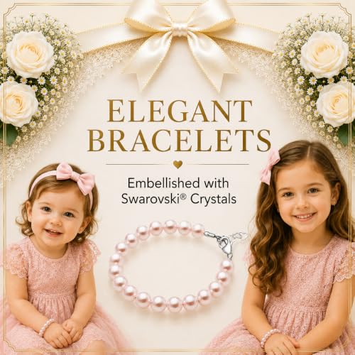 Image of Baby Crystals Pink Pearl Bracelet for Girls | Flower Girl Birthday Jewelry