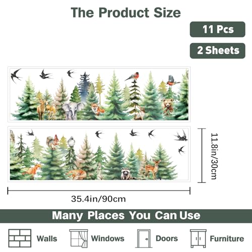 PLIGREAT 2 hojas vinilos decorativos verdes de pino miniatura 3