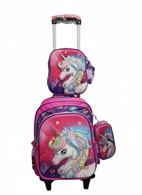 gloxen Rolling Backpack for Girls, 17-Inch Wheeled School Bag with Matching Pencil Case, Detachable Trolley Bookbag for Elementary Students, Durable Polyester Roller Backpack-picture-33