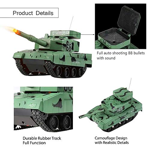 RC Power BB Tank Radio Remote Control Military Battle Tank That Shoots Airsoft Bullets (Army Green) - Thumbnail 7