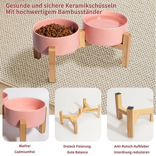 Hundenapf Set Erhöht Hunde Napfset - Doppel Napf Hund Keramik mit rutschfestem Ständer - Erhöhte Futterstation Hund 2er Set für Futter und Wasser - Ideal für kleine und mittelgroße Hunde - 2 x 850 ml