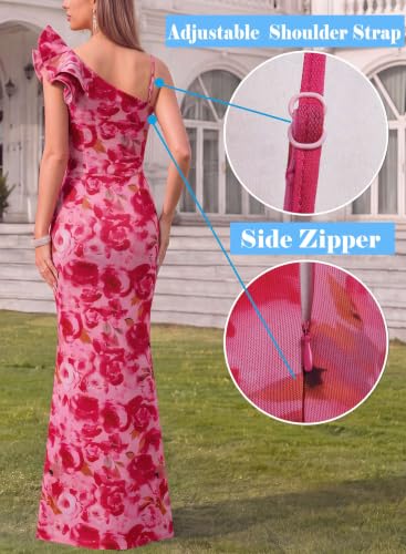 Image of VFSHOW Womens Ruffle One Shoulder Formal Prom Gala Maxi Dress Evening Gown