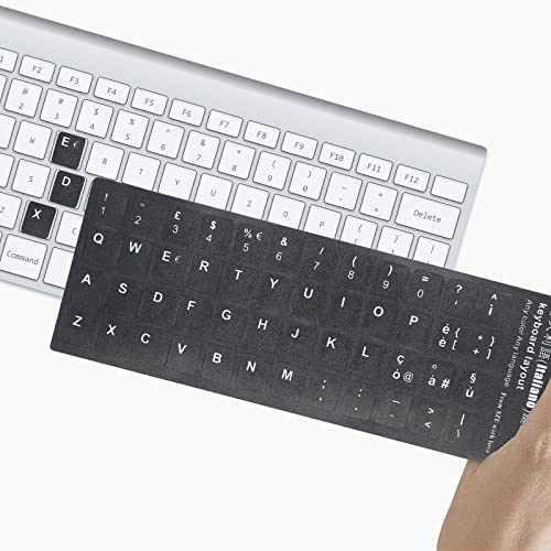 XHLWZR 2 pegatinas de teclado italianas de repuesto, pegatinas de teclado para PC, fondo negro con texto en blanco para teclas de teclado Cover