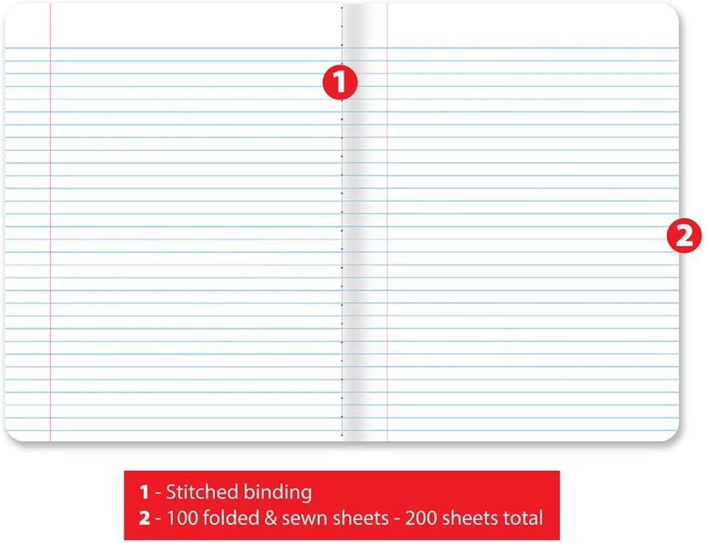Better Office Products Composition Book Notebook - Hardcover, College Ruled (9/32-inch), 100 Sheet, One Subject, 9.75" x 7.5", Black Cover-12 Pack