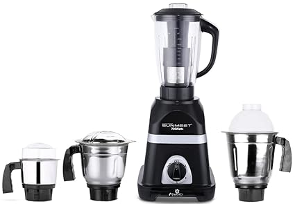 SilentPowerSunmeet Diaa 750W Mixer Grinder with 3 Stainless Steel Jars and 1 Juicer Jar (1 Wet Jar, 1 Dry Jar and 1 Chutney Jar), Black.Make in India(ISI Certified)