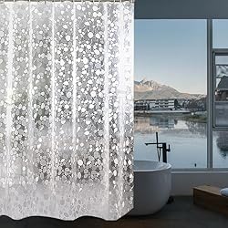 Persianas Cortinas Y Estores YZZAOO Cortina de Ducha, 180X200cm Cortinas de Baño Impermeable, Transparente con Patrón de Guijarros 3D, Incluye 8 Anillos de Cortina de Ducha, Cortina de Ducha para Bañera