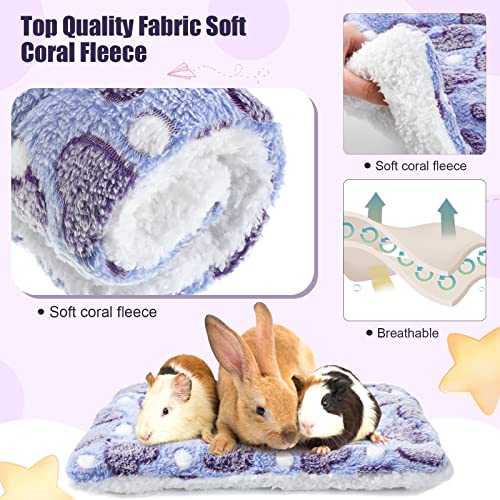 Jetec 3 Pcs Bunny Guinea Pig Beds Soft Bunny Mats Warm Guinea Pig Mat Small Animal Bed Pads Fleece Sleeping Pads for Indoor Rabbit Hamster Squirrel Hedgehog Chinchilla(Fleece,Heart,Purple) - Image 3