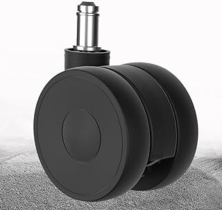 Office Chair Wheels, Set of 5 Hard Floor Castors, Quiet Sliding Office Chair Castors, Swivel Chair Castors for Desk Chair, 11 x 22 mm / 2.5 Inch (65 mm) Wheel Set for Office Chair, Black