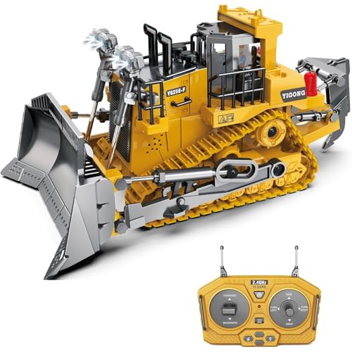 Leopmase Rc Bulldozer Toys for Boys,Construction Remote Control Bulldozer with Metal bulldozing...