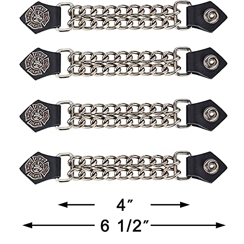 Dream Apparel Faux Leather Motorcycle Vest Extender for Men Biker Double Diamond Cut Chrome Chain 4PCS Per Set2