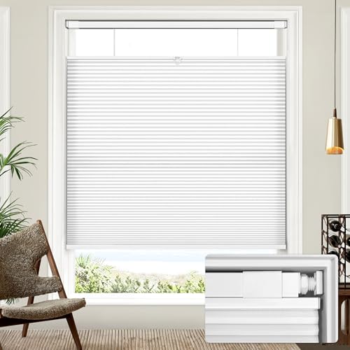 Lazblinds No Drill TDBU Cellular Shades 35 W x 48 H White