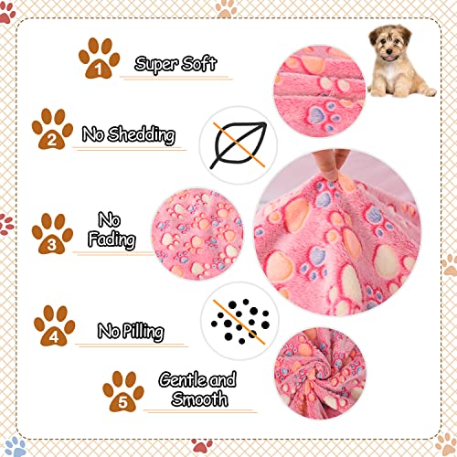 Image of Rezutan Upgraded Dog Blankets for Large Dogs, Dog Cat Blankets Washable 40 inch x 50 inch, Soft Pet Mat Throw Cover for Kennel Crate Bed, Cute Paw Pattern, Dog Blanket, Pet Blanket (1 Pack Pink)
