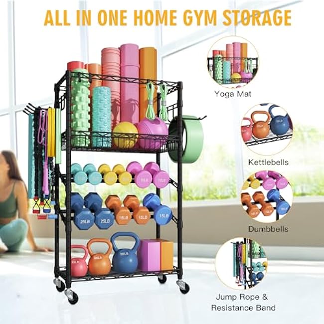 S3 Dumbbells Rack Storage Rack, Portable Home Gym Storage, Yoga Mat Storage, and Weight Rack Organizers for Gym Studio